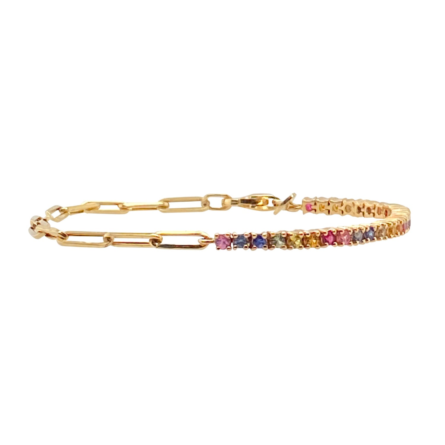 Gold Rainbow Crystal Link Bracelet JLTB1077