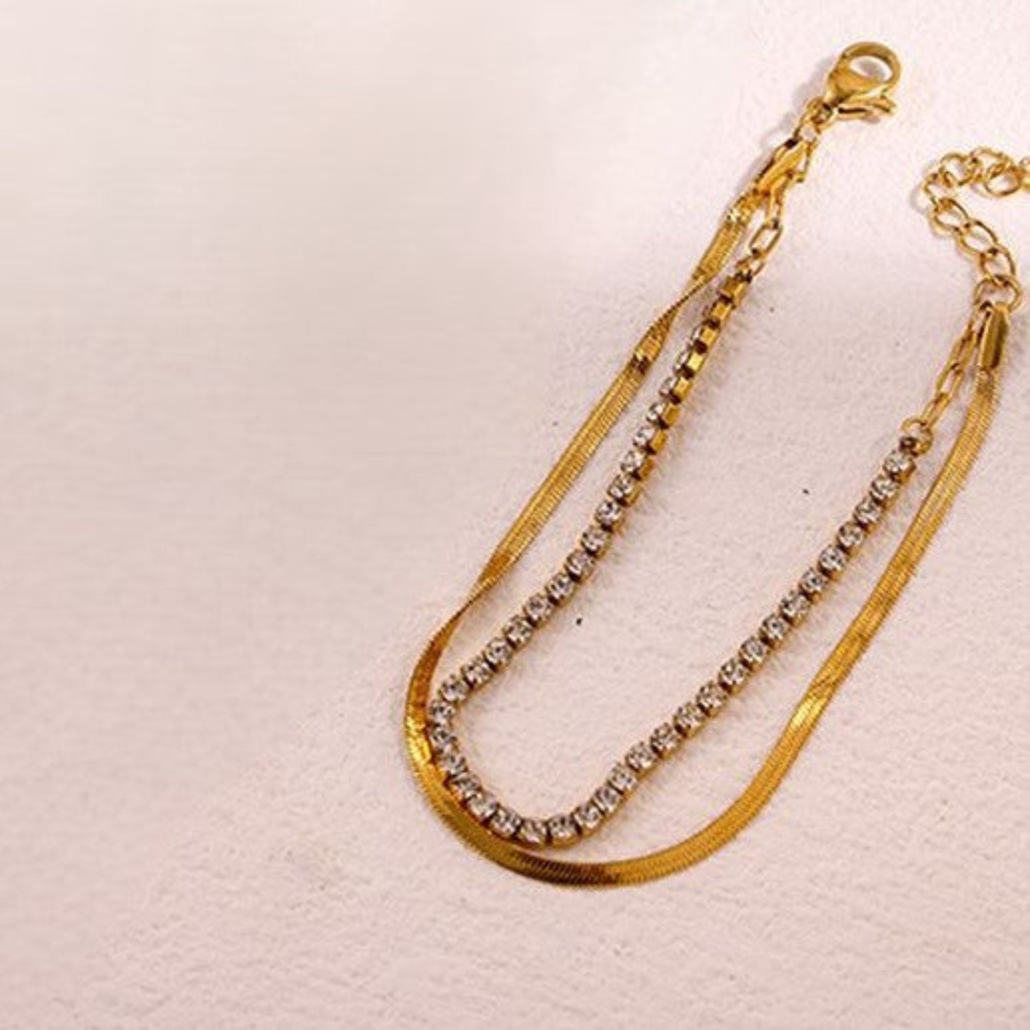 Gold Layered Herringbone Tennis Bracelet JLTB1082