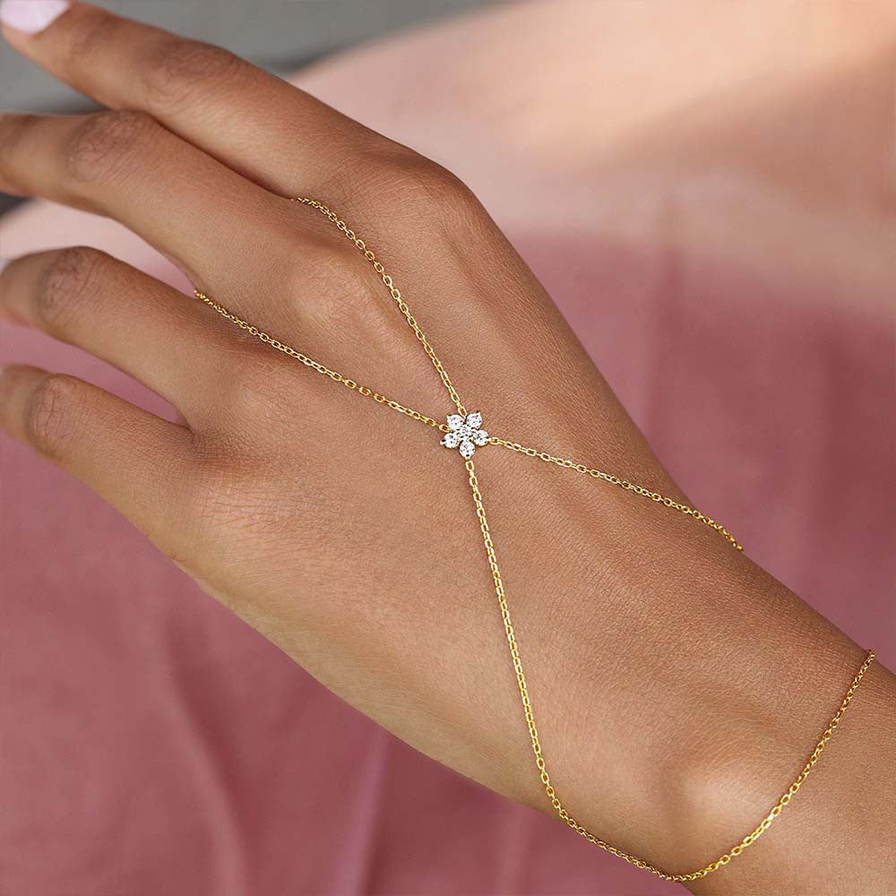 Gold Crystal Flower Hand Bracelet JLTB1083