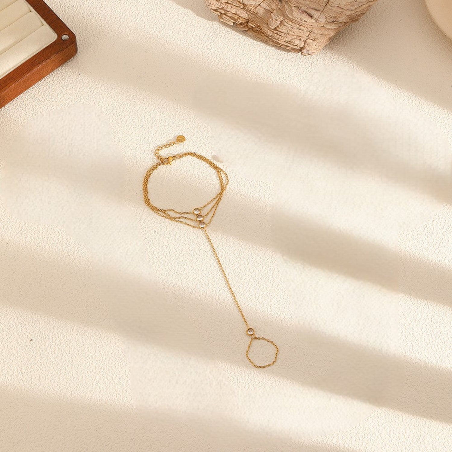 Gold Triple-Strand Crystal Hand Bracelet JLTB1084
