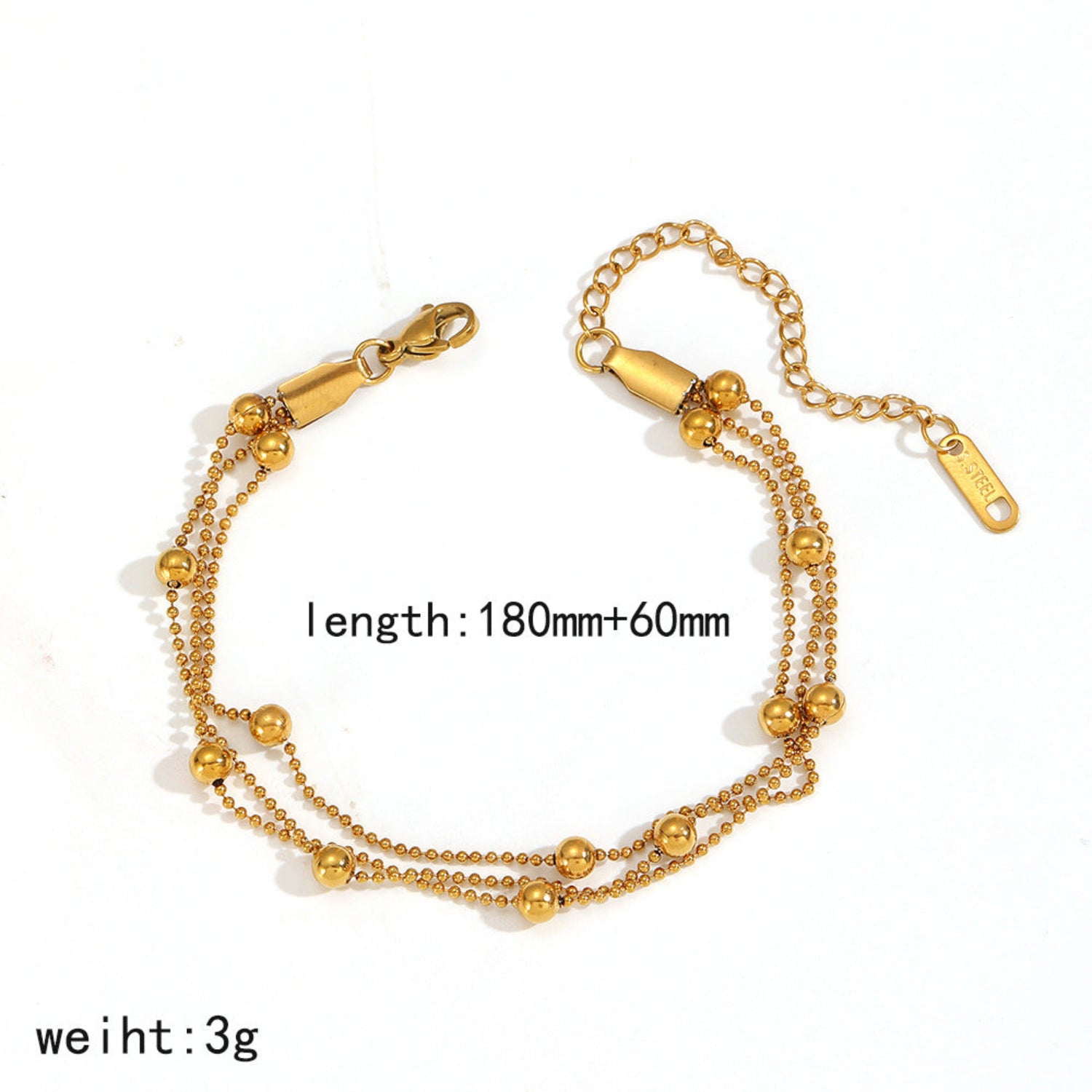 Gold Triple Strand Bead Bracelet JLTB1085