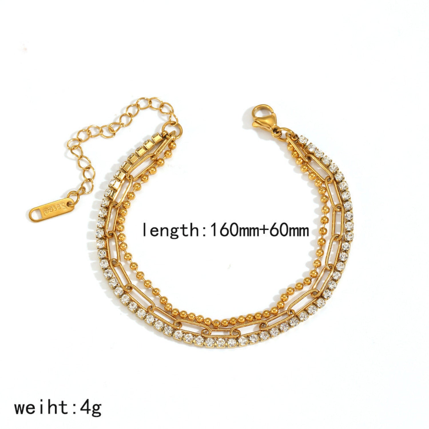 Gold Triple Layer Mixed Bracelet JLTB1086
