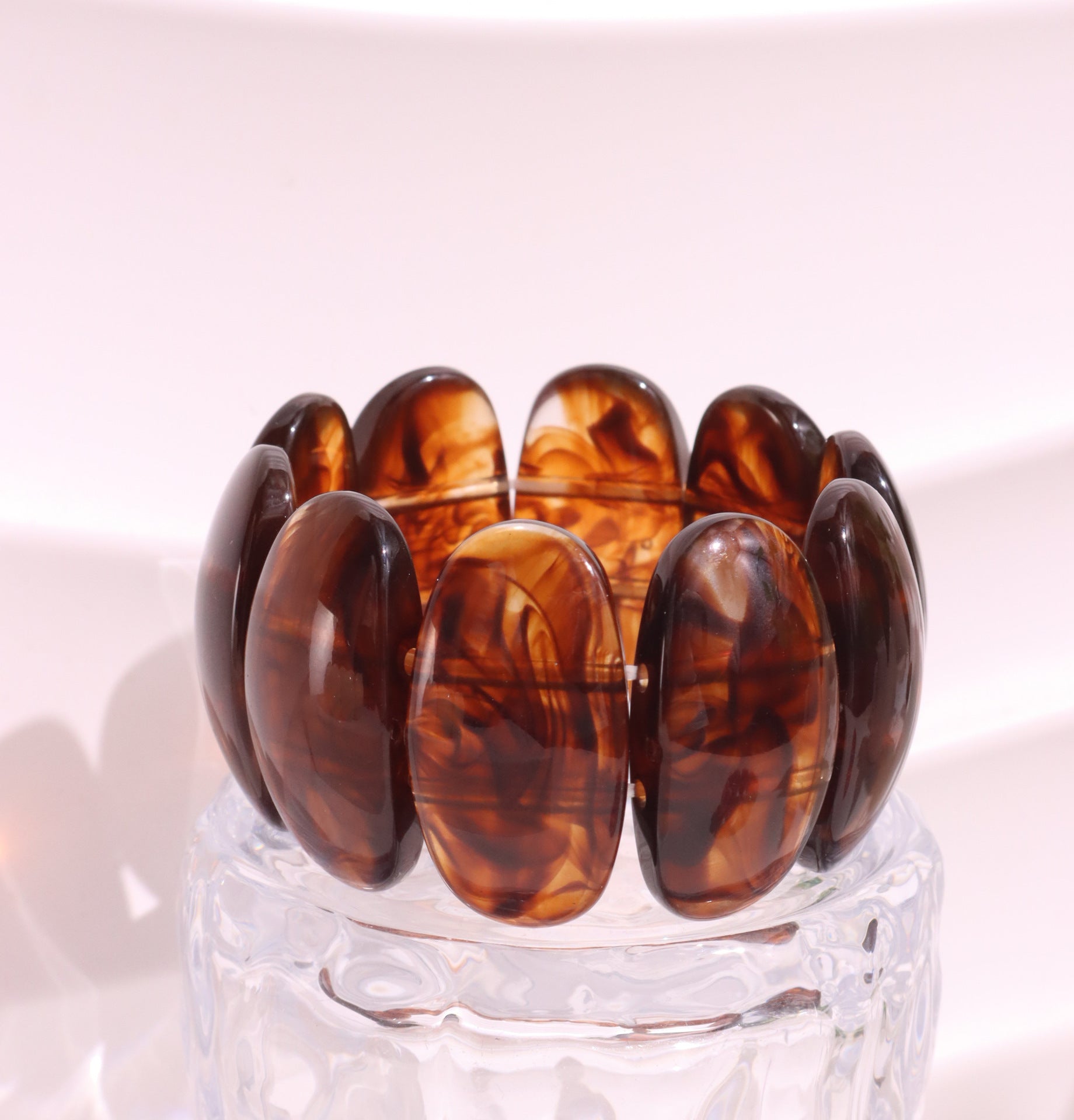 Brown Tortoise Oval Stretch Bracelet JLTB1087