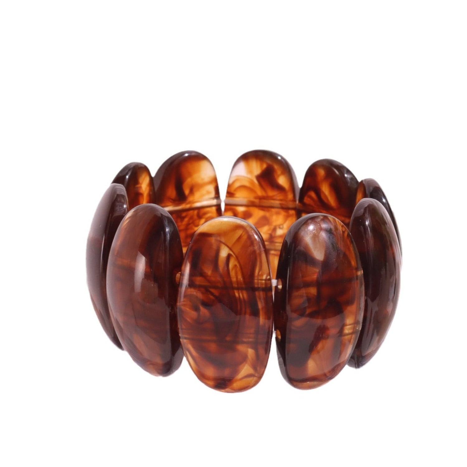 Brown Tortoise Oval Stretch Bracelet JLTB1087
