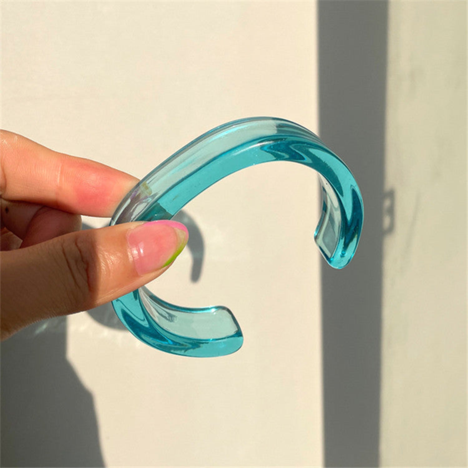 Blue Transparent Acrylic Cuff Bracelet JLTB1090