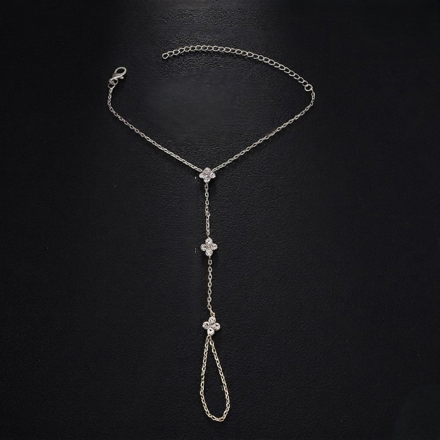 Silver Crystal Clover Hand Bracelet JLTB1099