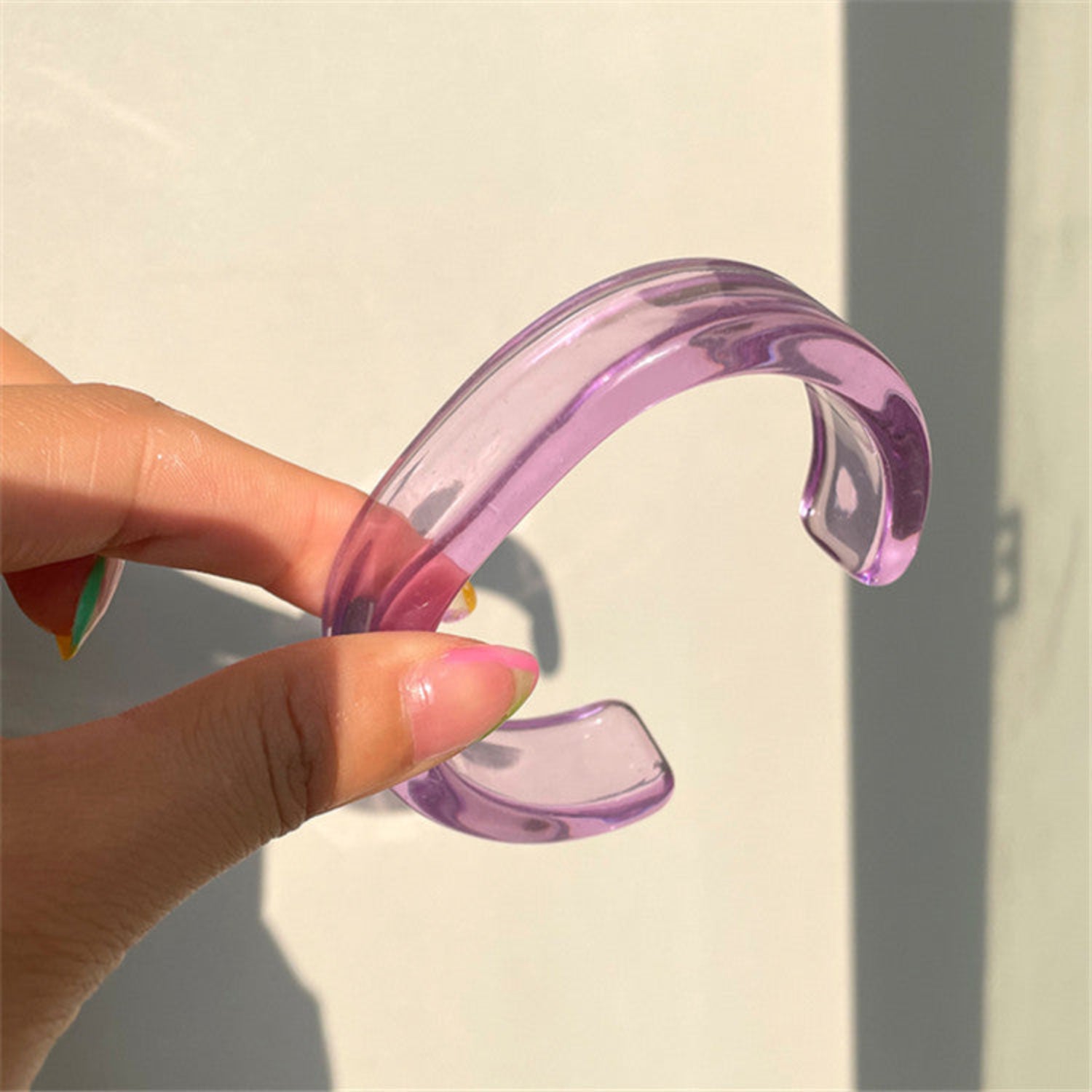 Purple Transparent Resin Cuff Bracelet JLTB1100