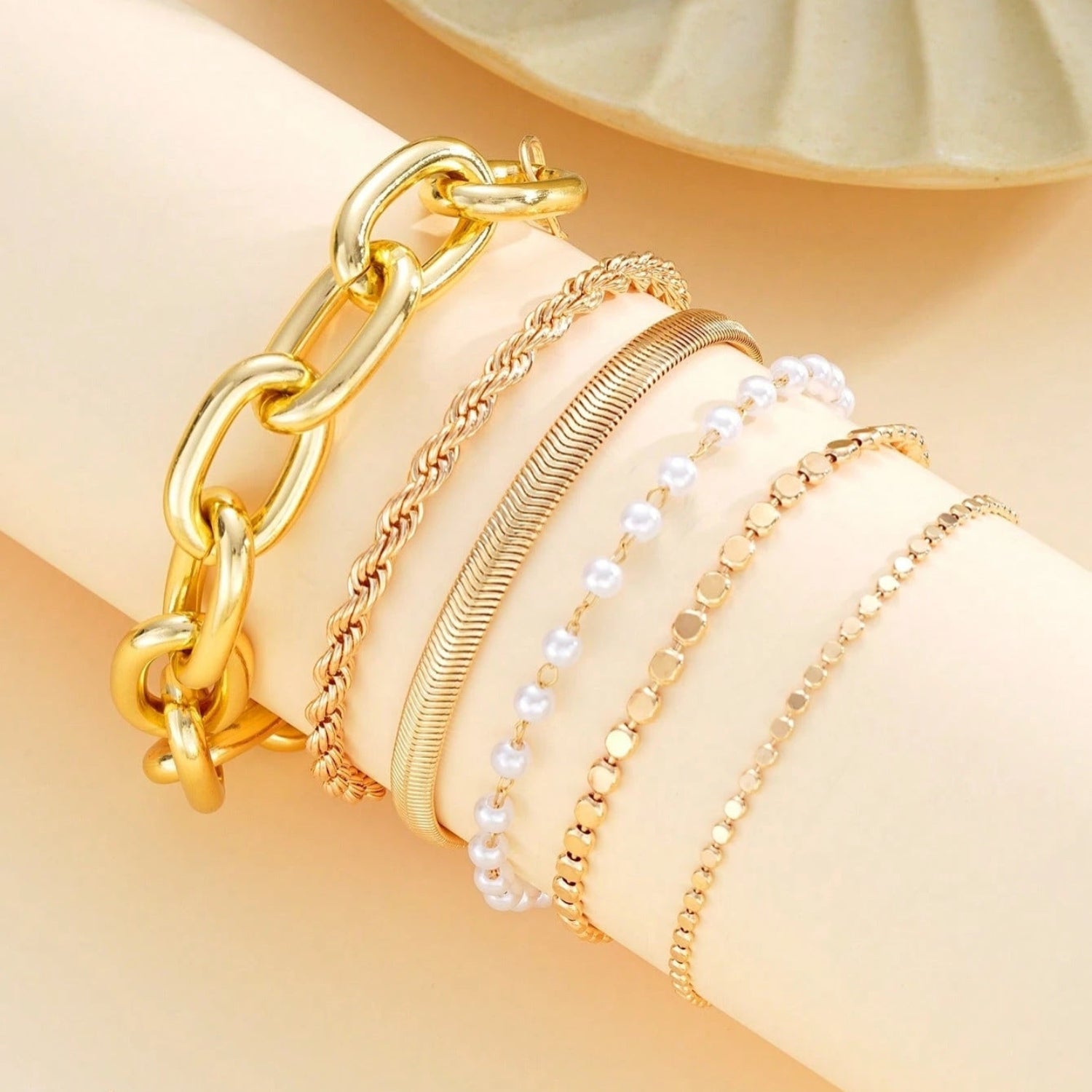 Gold Layered Pearl Bracelet Set JLTB1102