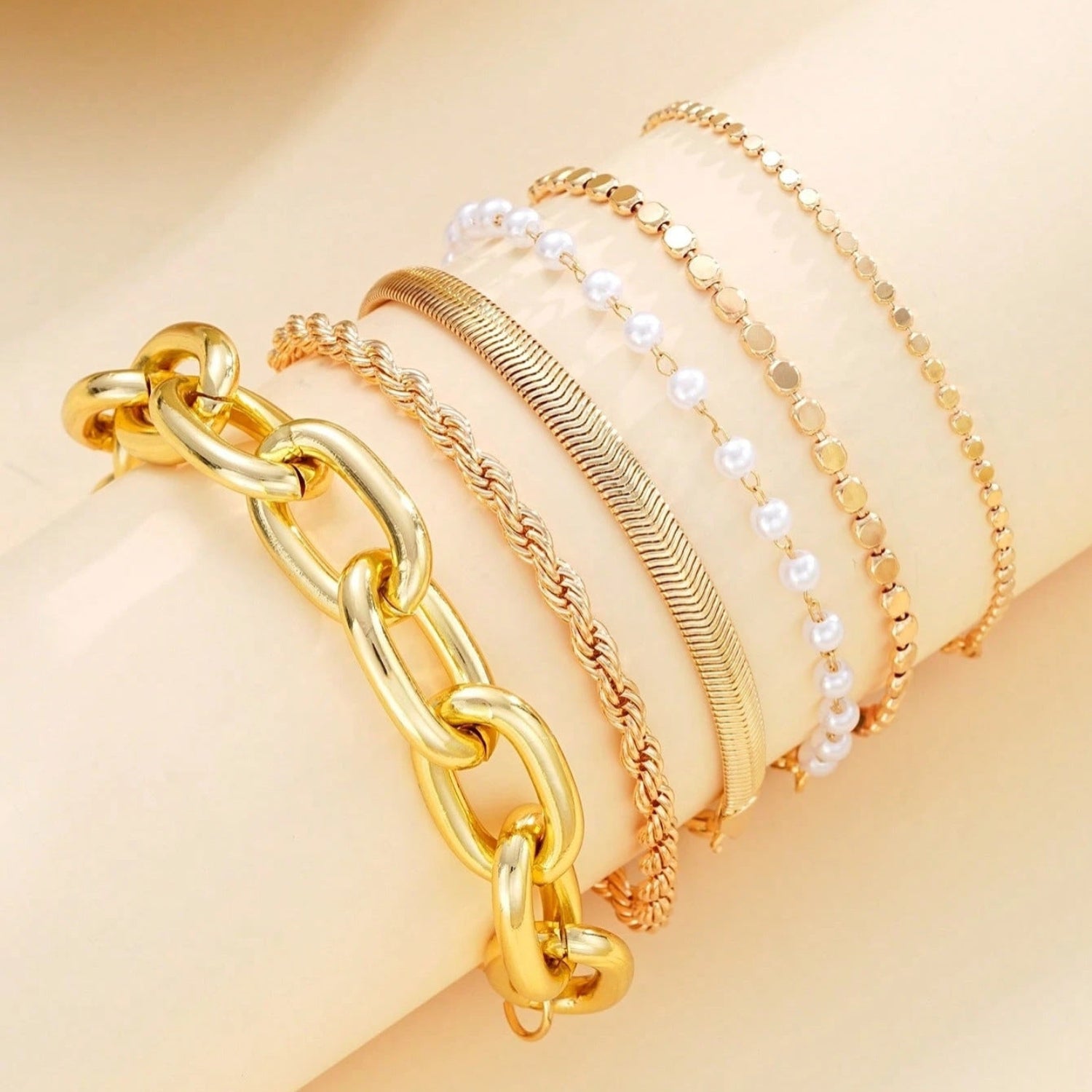 Gold Layered Pearl Bracelet Set JLTB1102