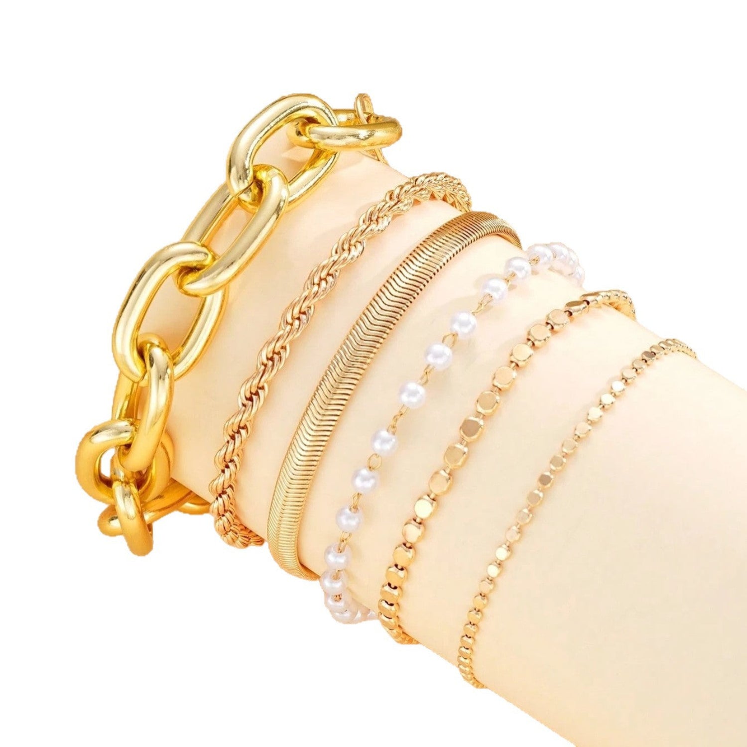 Gold Layered Pearl Bracelet Set JLTB1102