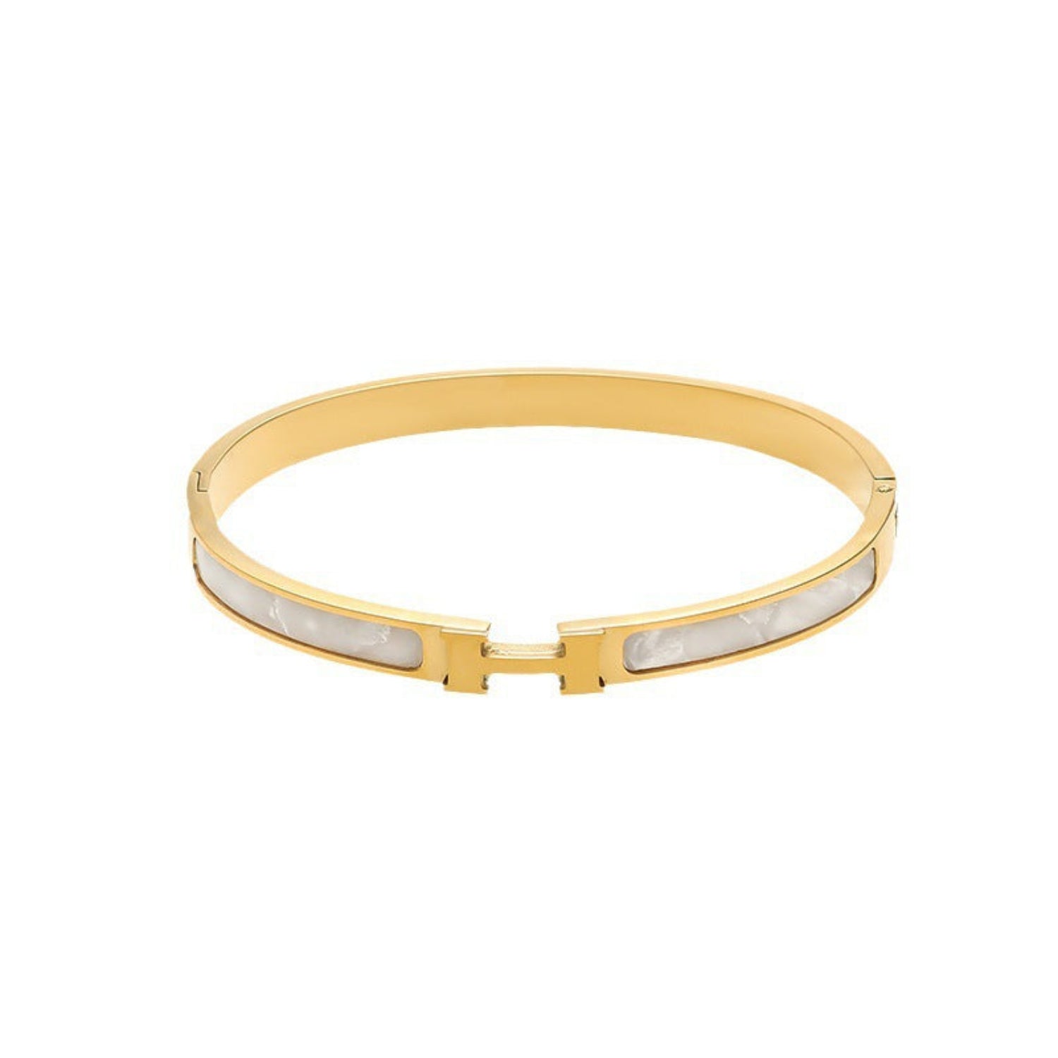 Gold White H Inlay Bangle JLTB1104