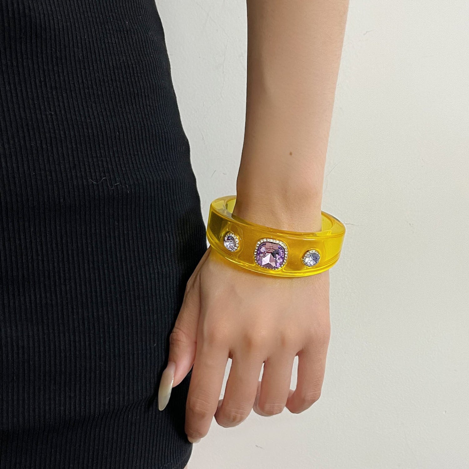 Sunshine Yellow Lavender Crystal Cuff Bracelet JLTB1119