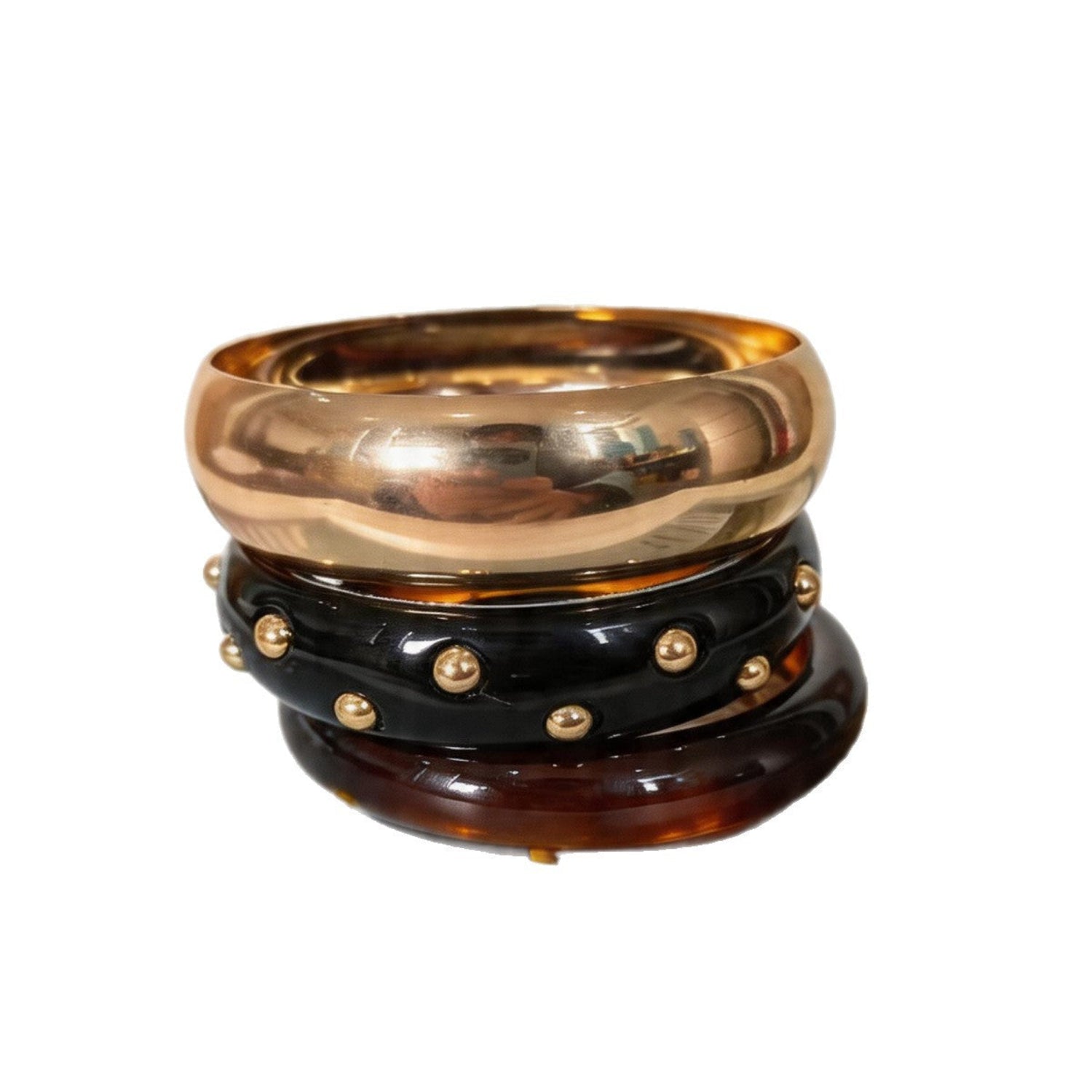 Chic Gold Black Studded Bracelet Set JLTB1125