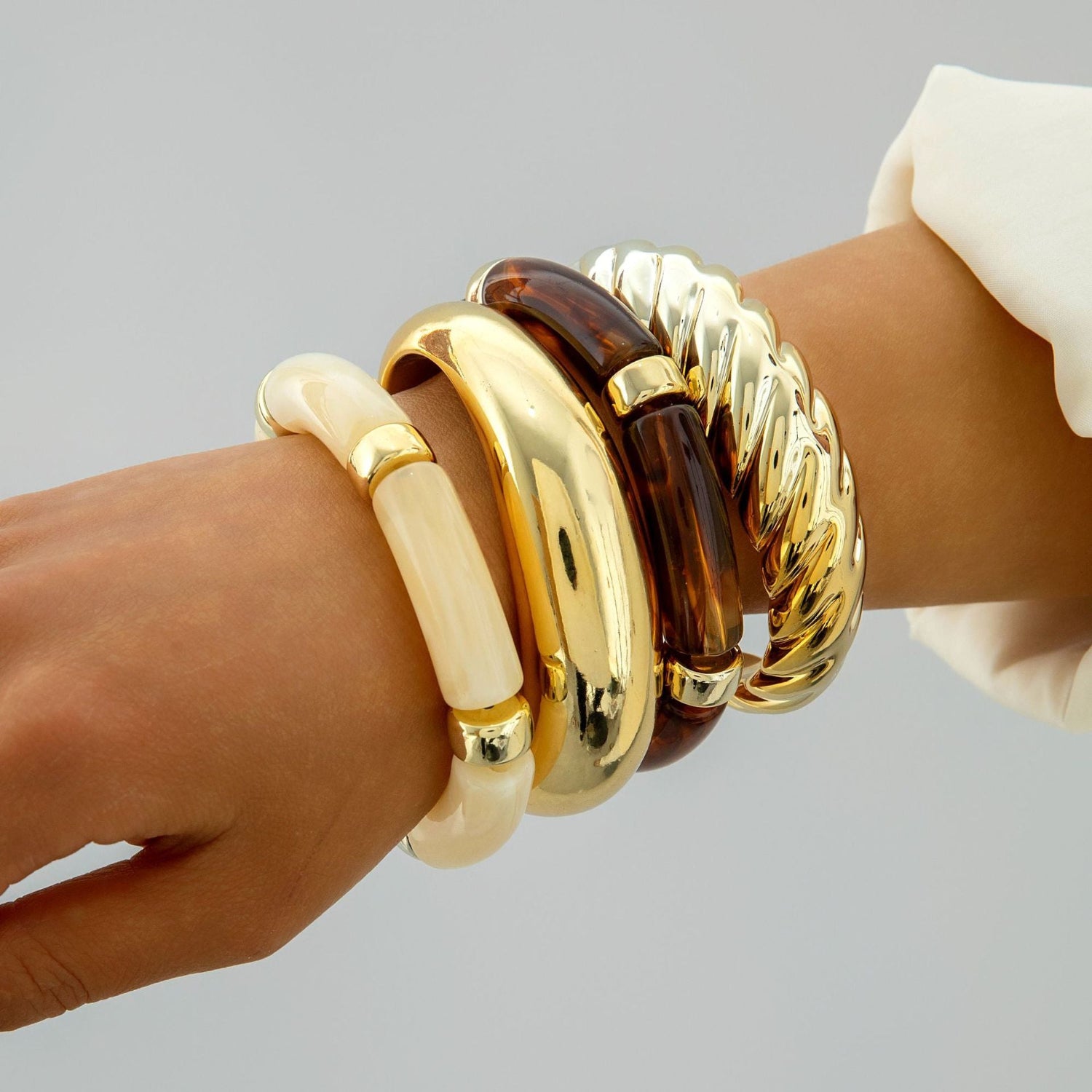 Graceful Gold & Tortoise Bangle Set JLTB1127