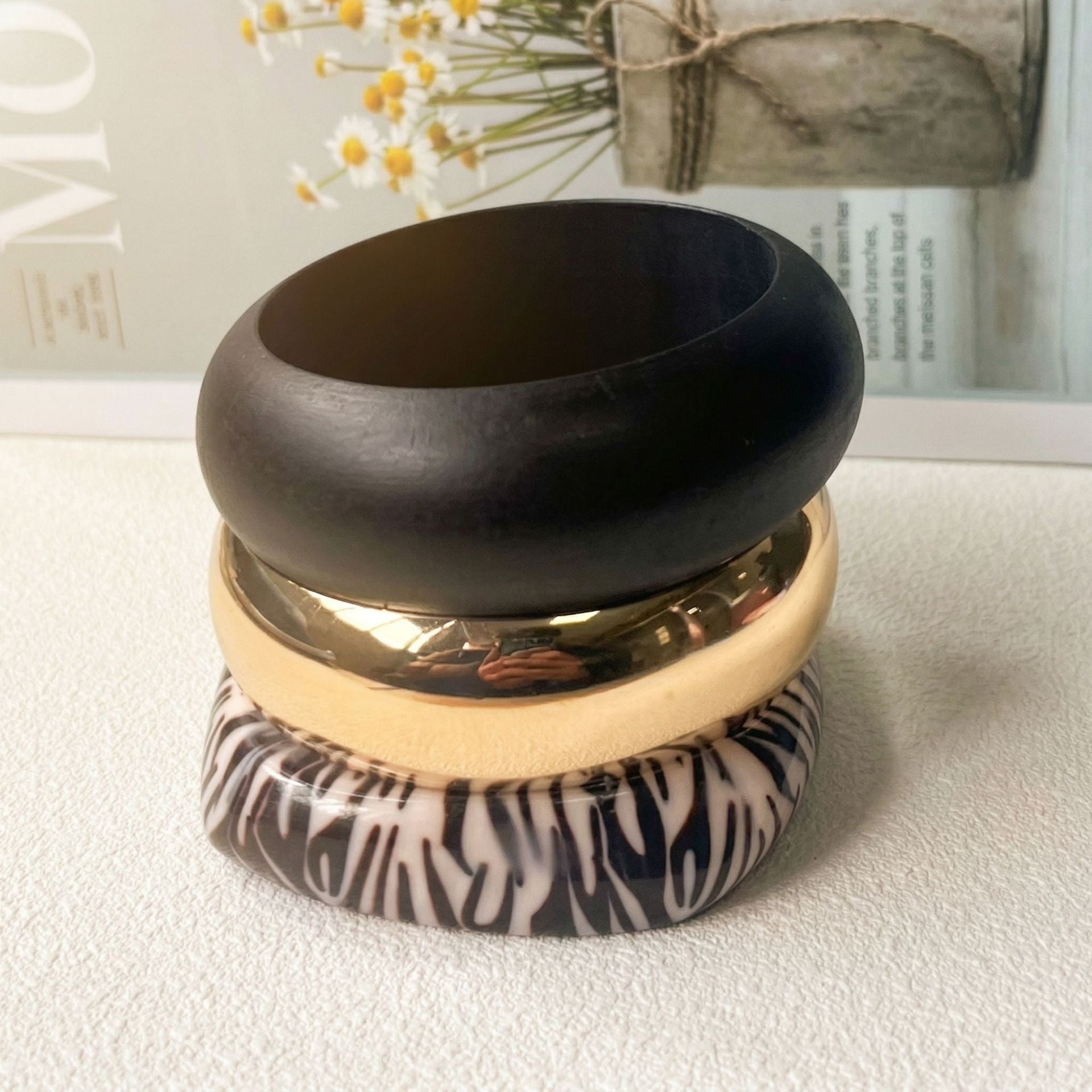 Black Gold Zebra Bangle Set JLTB1142