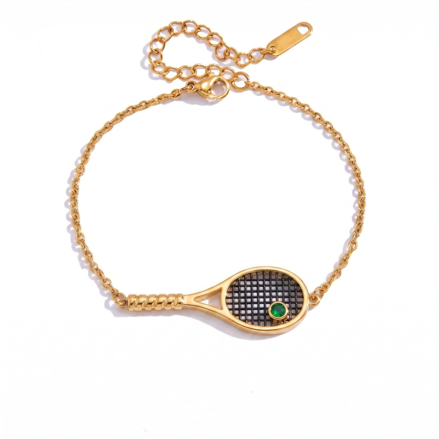 Gold Tennis Racket Charm Bracelet JLTB1160