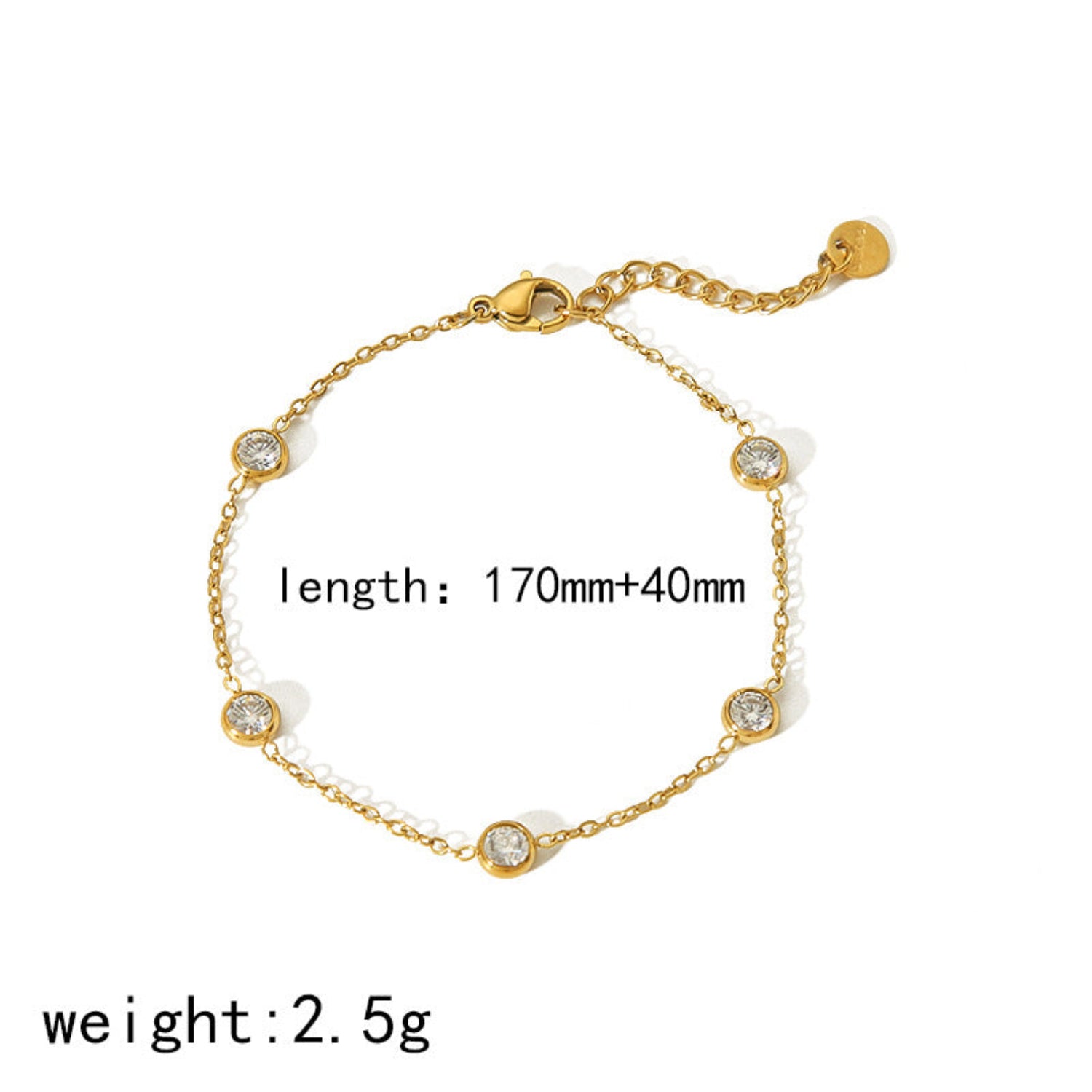 Gold Crystal Bezel Station Bracelet JLTB1162