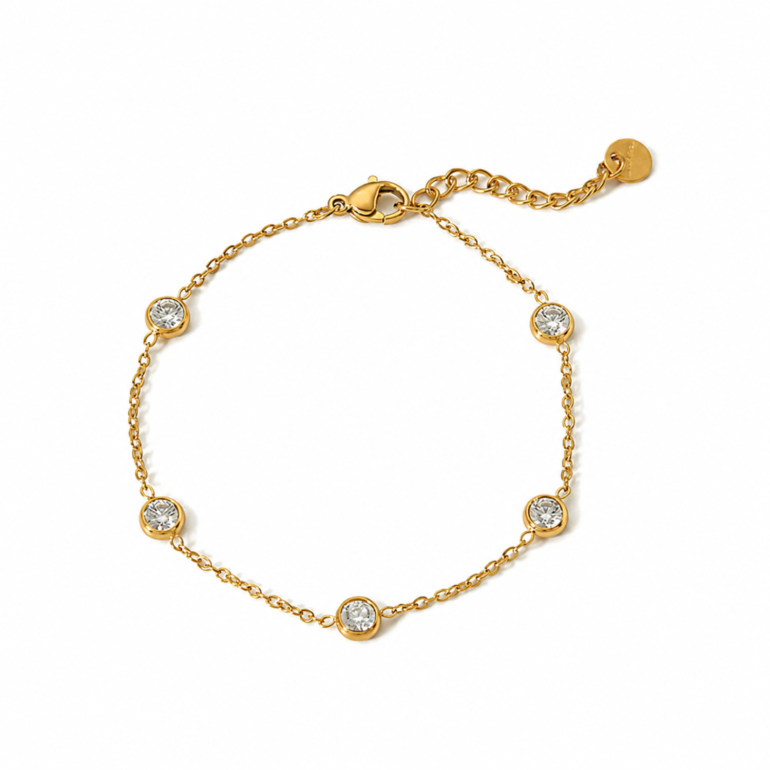 Gold Crystal Bezel Station Bracelet JLTB1162