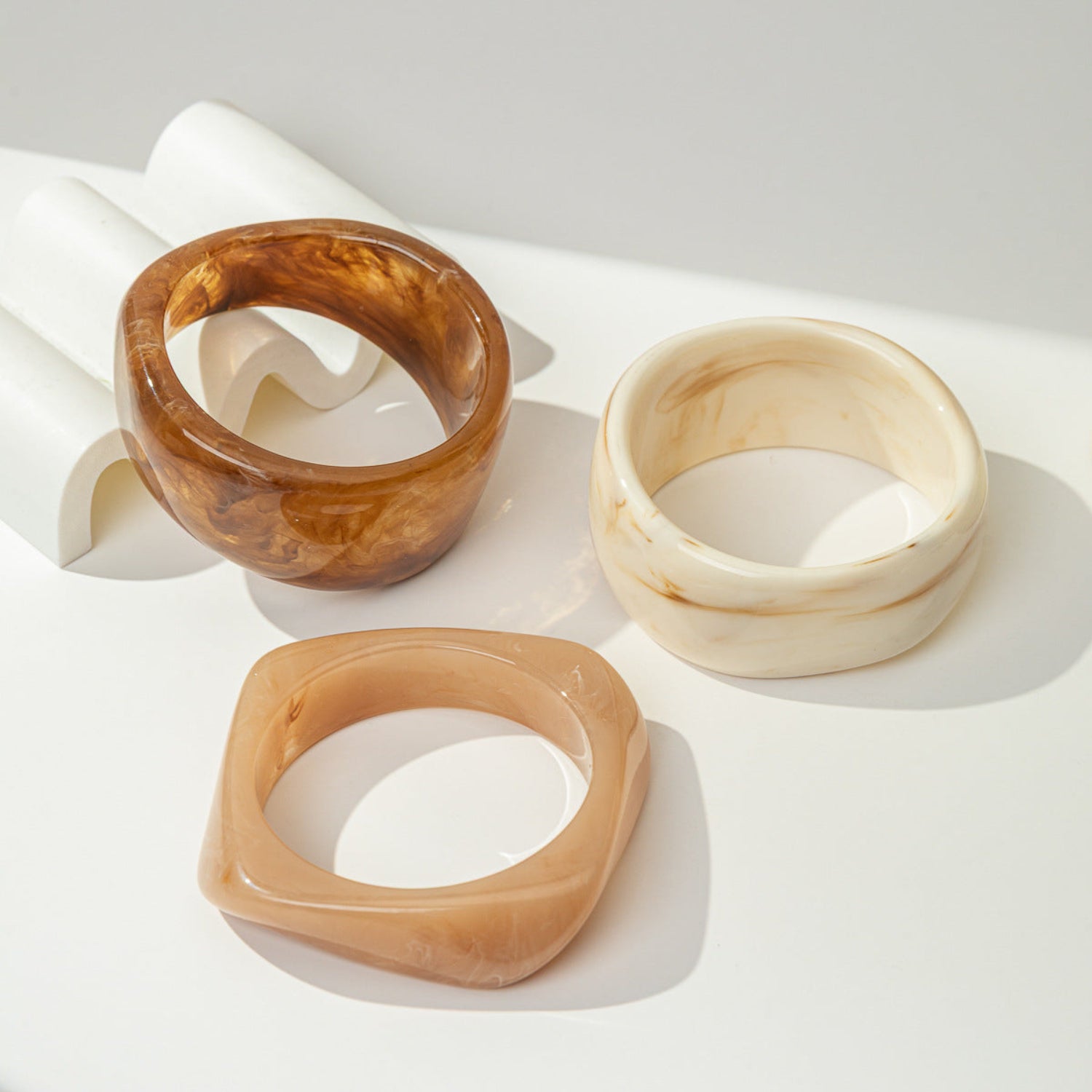 Amber Chunky Curved Bangle Set Of 3 JLTB1165