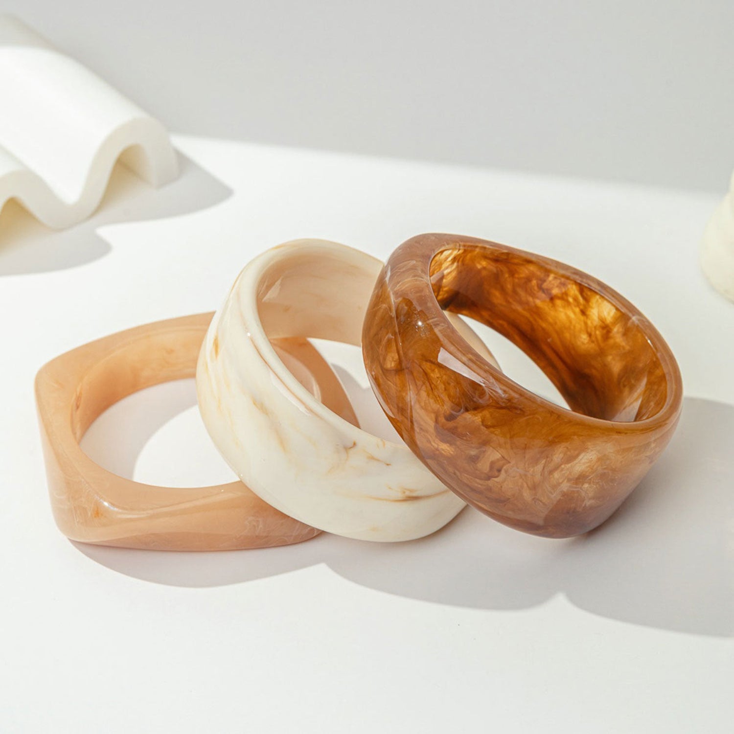 Amber Chunky Curved Bangle Set Of 3 JLTB1165