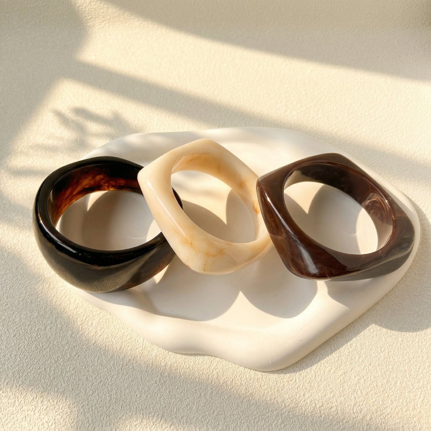 Brown Chunky Curved Bangle Set Of 3 JLTB1173