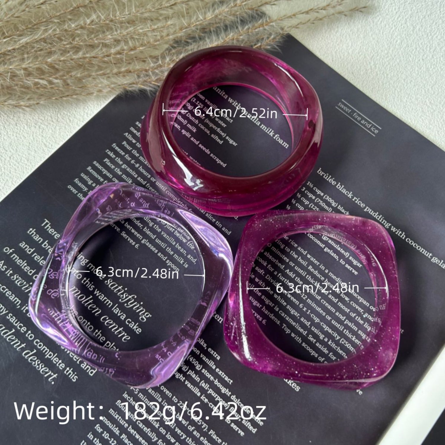 Purple Chunky Curved Bangle Set Of 3 JLTB1174