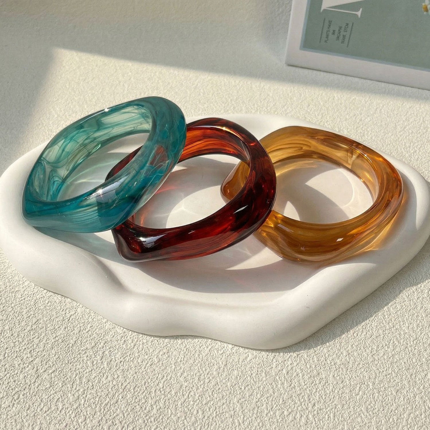 Colorful Chunky Curved Bangle Set Of 3 JLTB1175