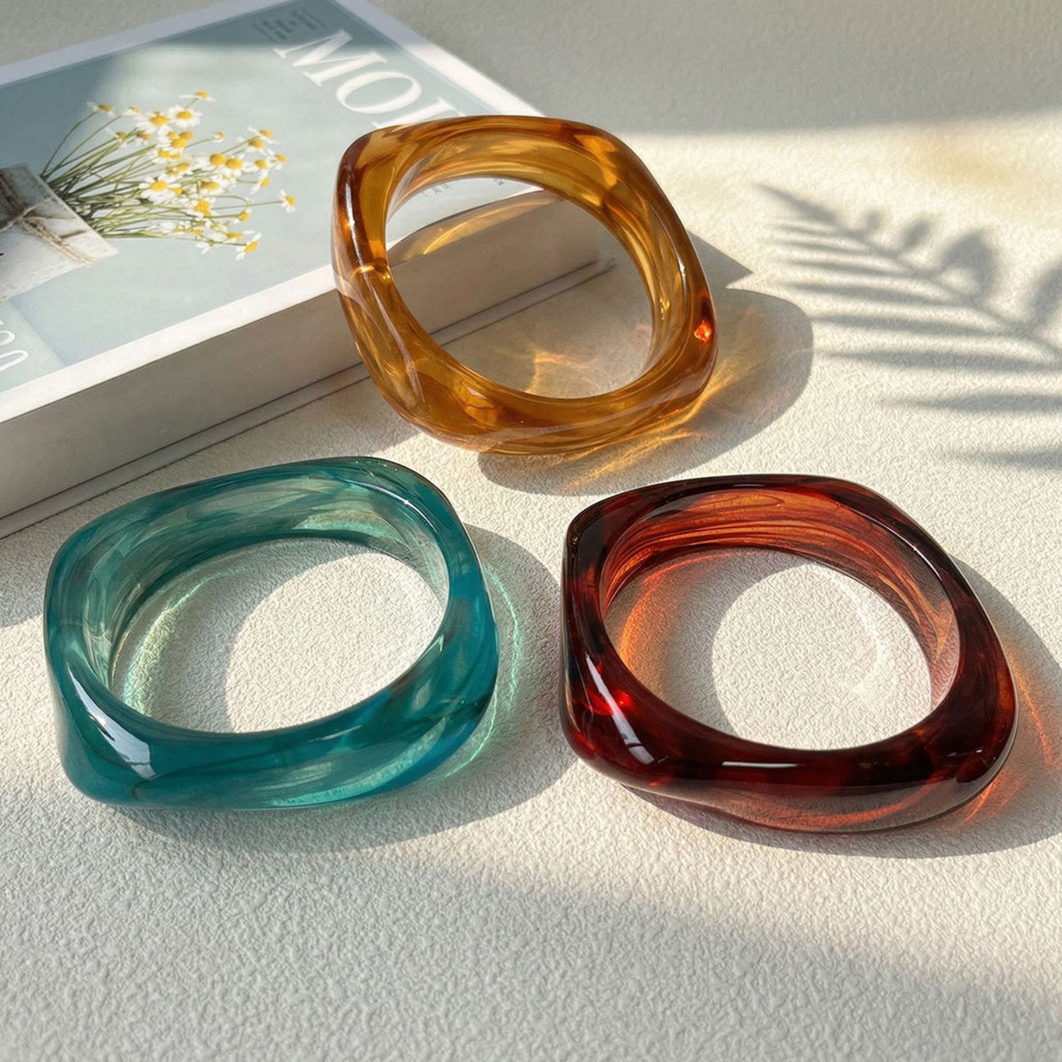 Colorful Chunky Curved Bangle Set Of 3 JLTB1175