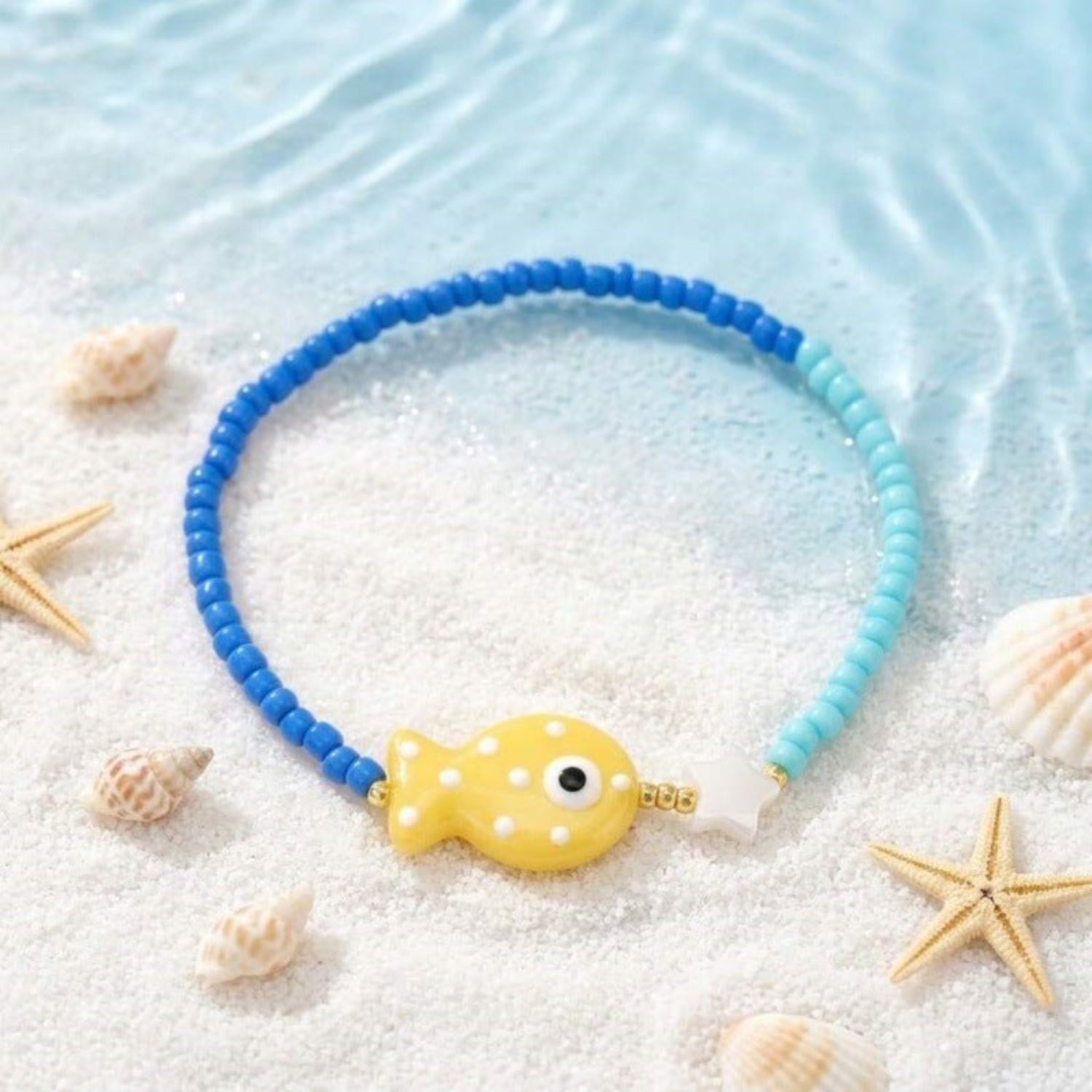 Blue Fish Beaded Beach Bracelet JLTB1184