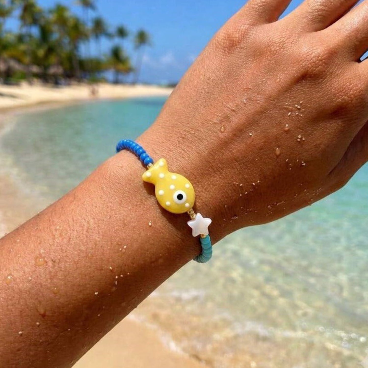 Blue Fish Beaded Beach Bracelet JLTB1184