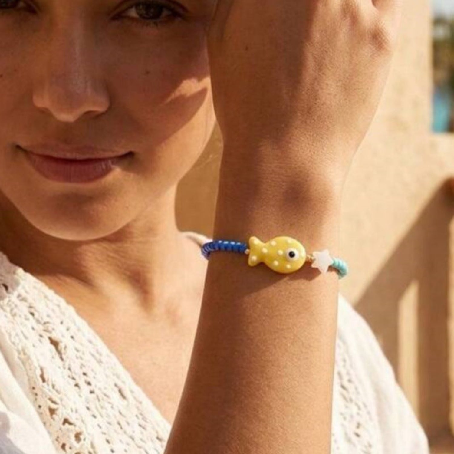 Blue Fish Beaded Beach Bracelet JLTB1184
