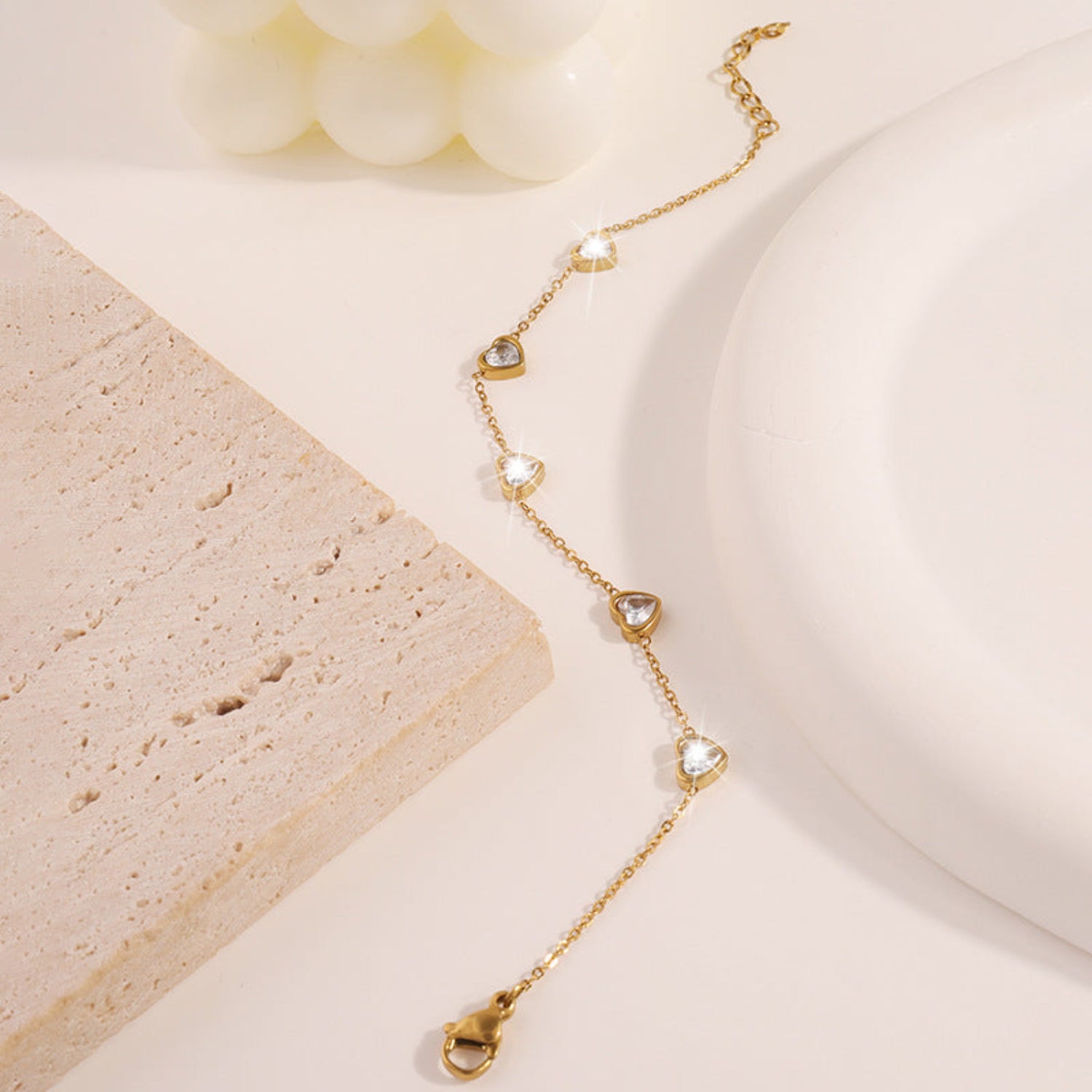 Gold Heart Dainty Crystal Bracelet JLTB1196