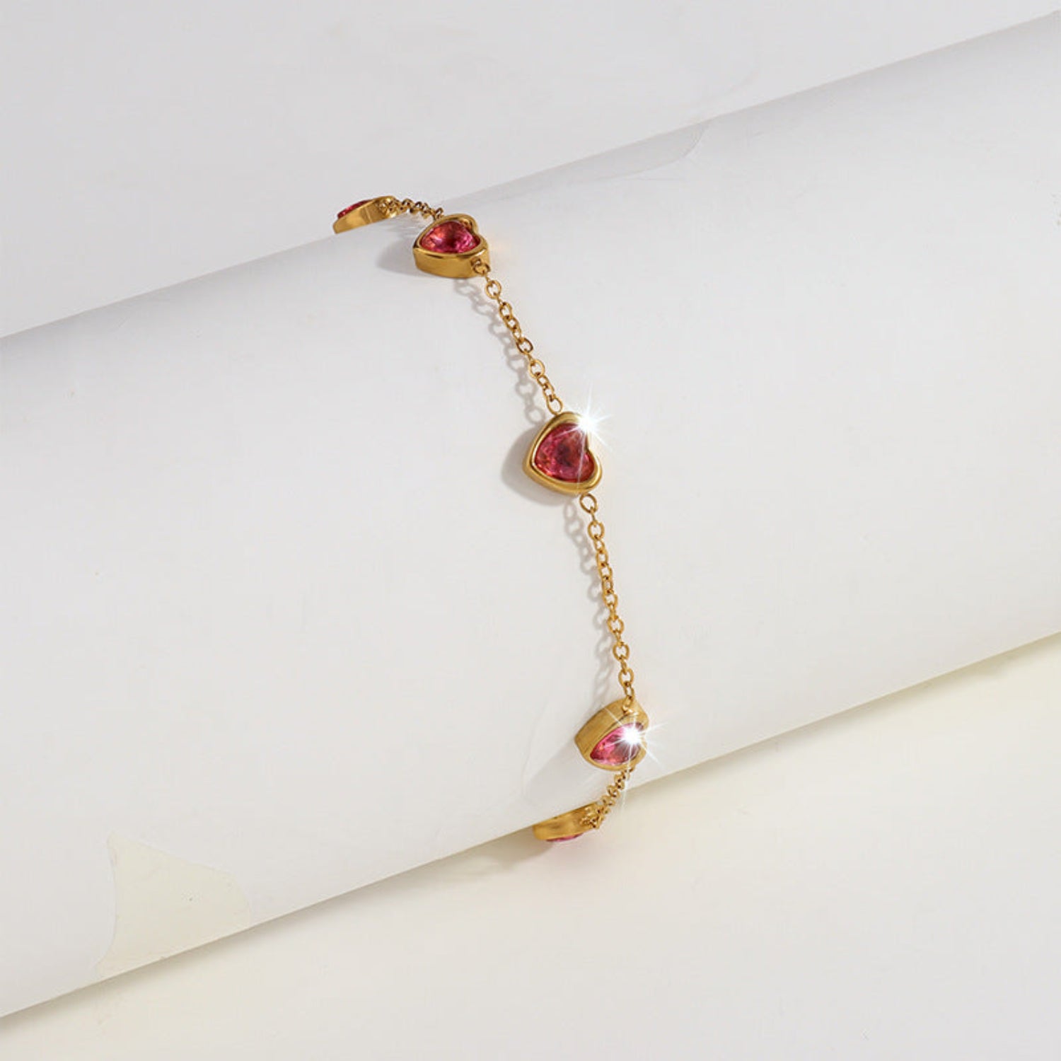 Pink Heart Dainty Gold Bracelet JLTB1197