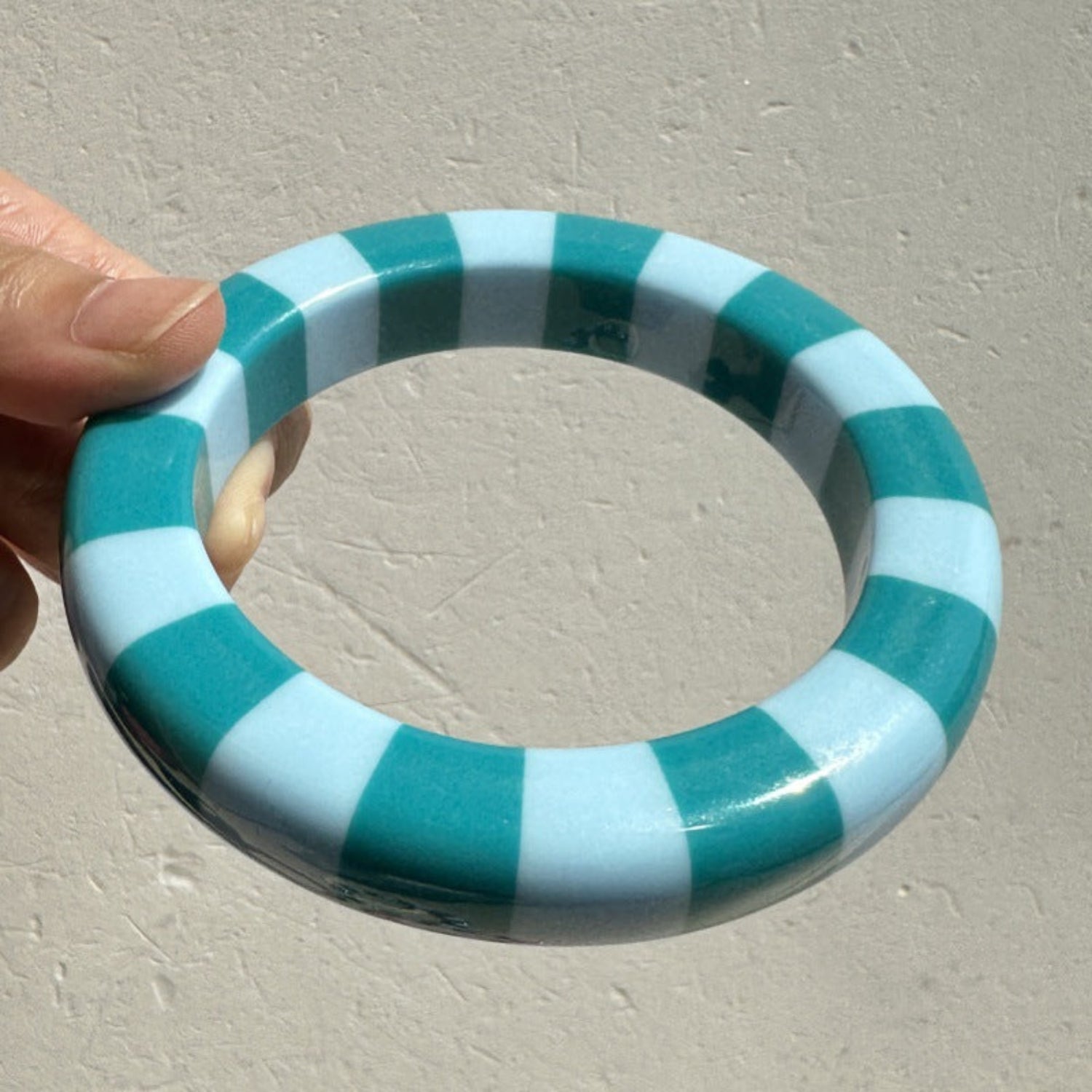 Blue Teal Striped Round Bangle JLTB1206