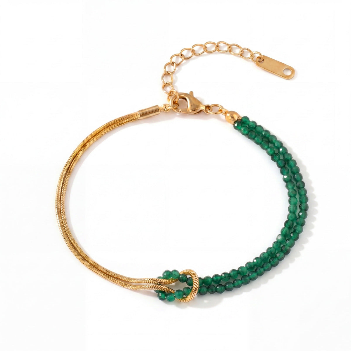 Gold Green Knot Dainty Bracelet JLTB1216