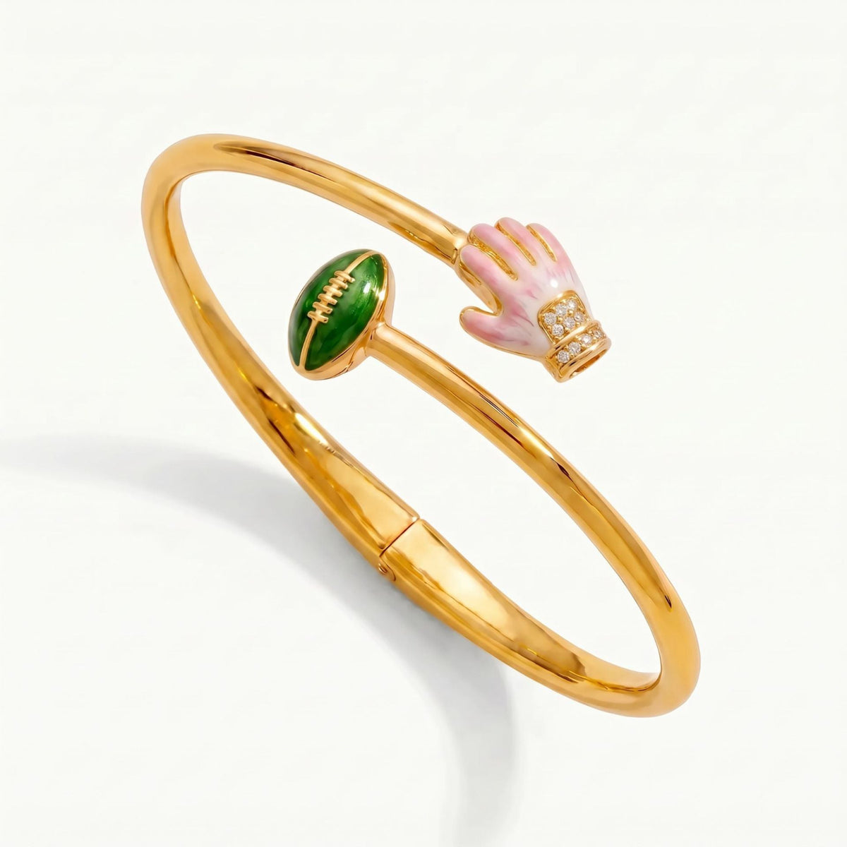 Gold Football Sporty Hinged Bangle JLTB1218