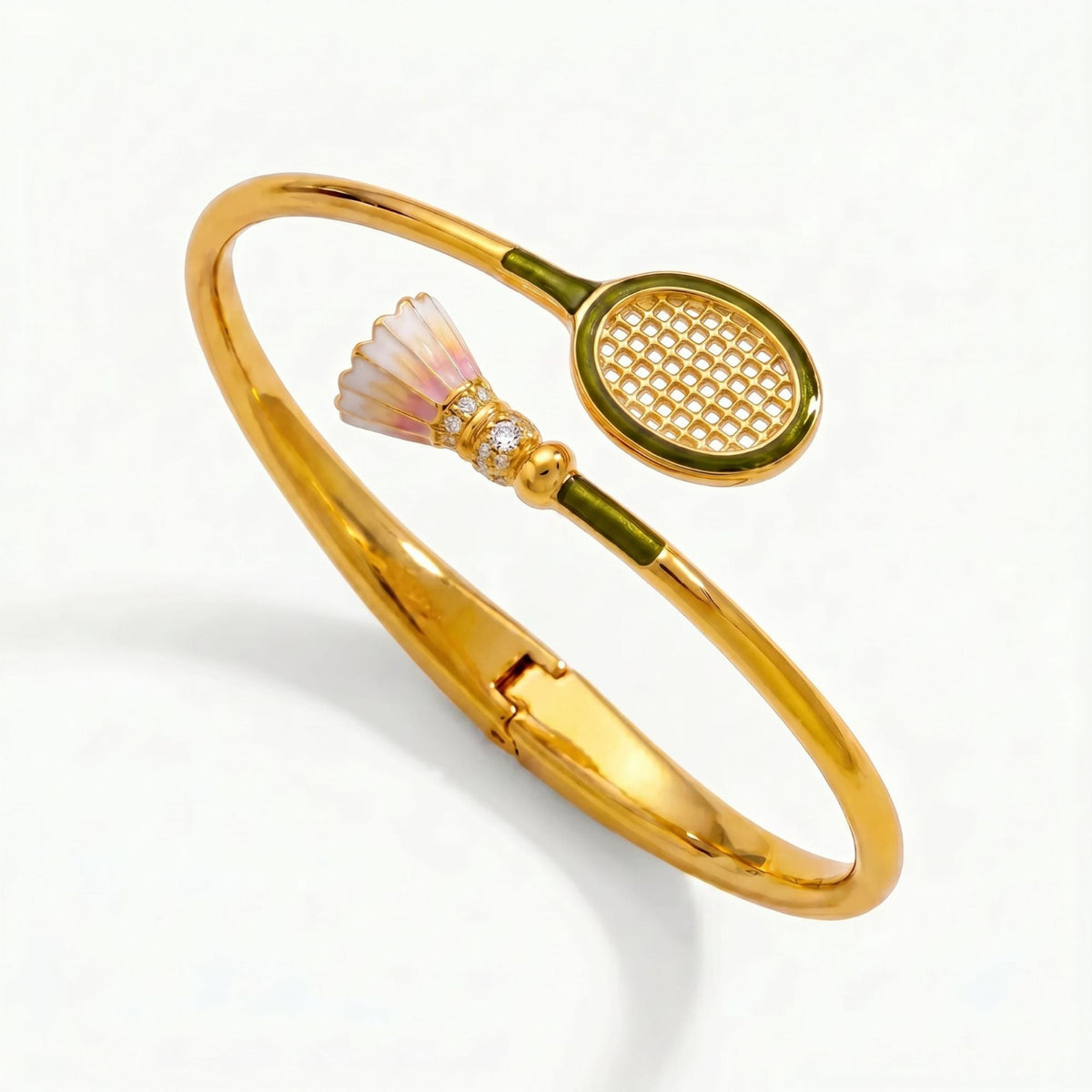 Gold Badminton Sporty Hinged Bangle JLTB1219