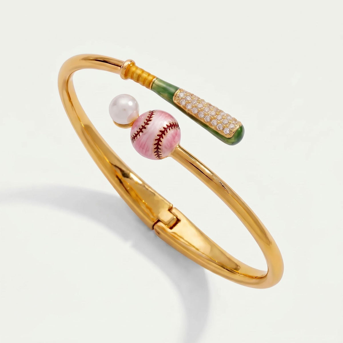 Gold Baseball Sporty Hinged Bangle JLTB1220