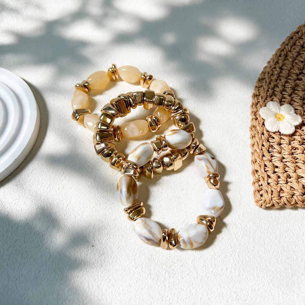 Modern Gold Ivory Geometric Bracelet JLTB1231