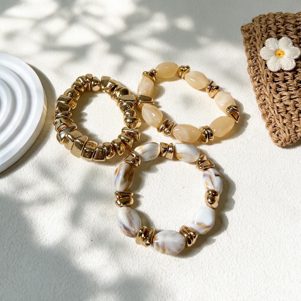 Modern Gold Ivory Geometric Bracelet JLTB1231