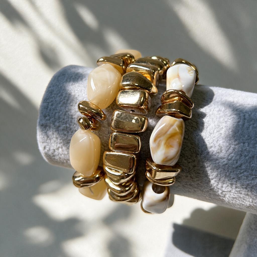 Modern Gold Ivory Geometric Bracelet JLTB1231