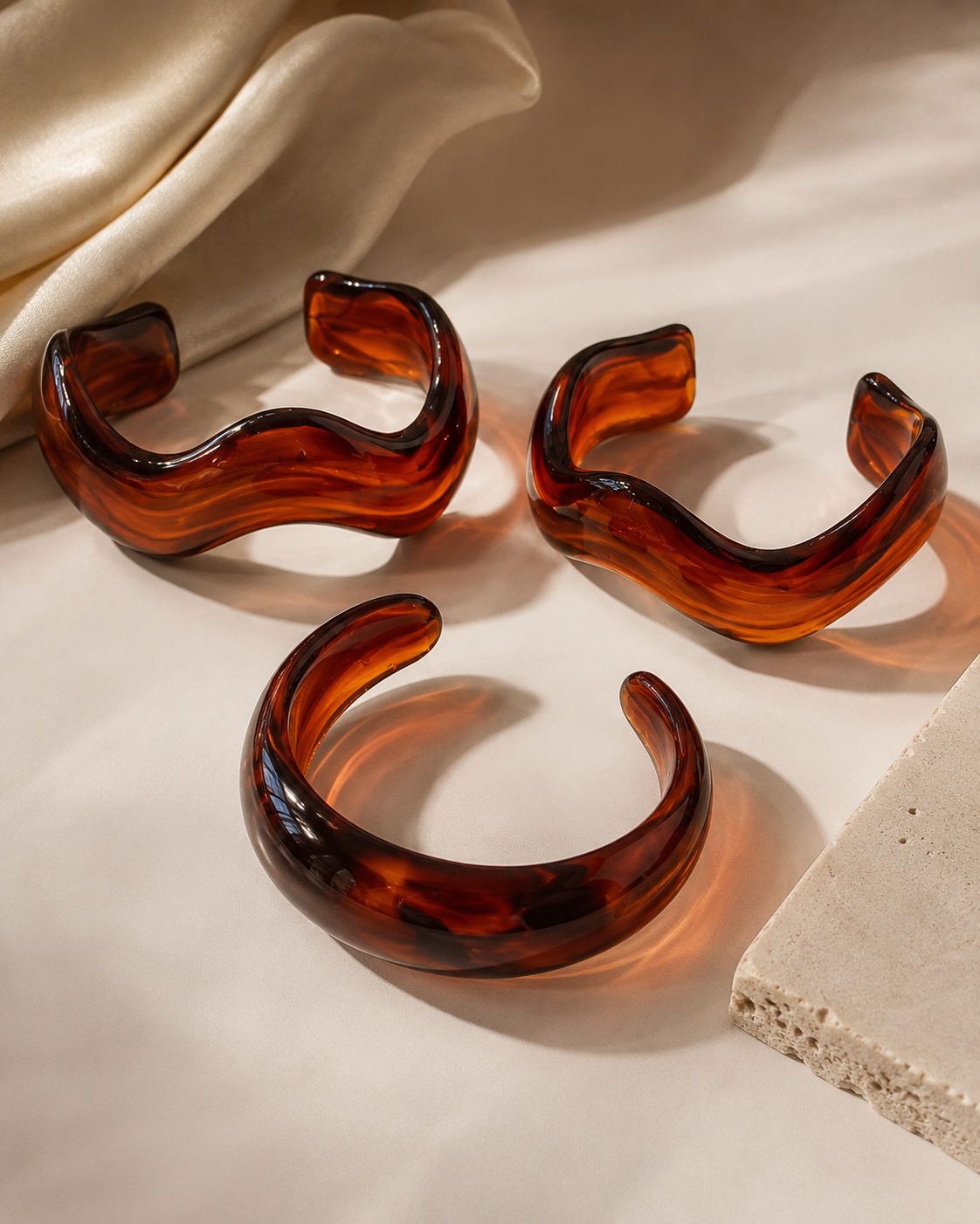 Brown Glossy Wavy Cuff Bracelets JLTB1233