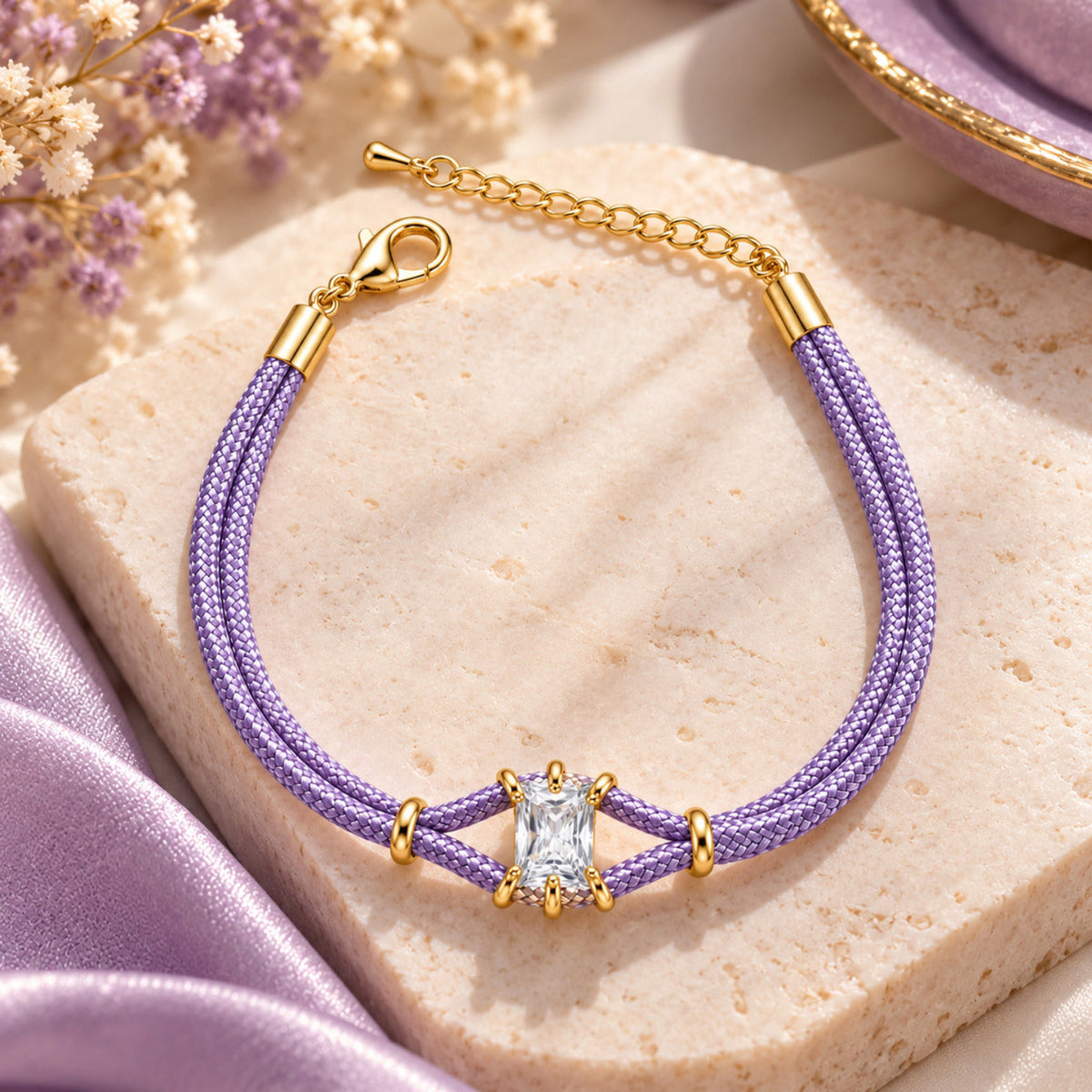 Purple Crystal Double-Cord Stack Bracelet JLTB1250