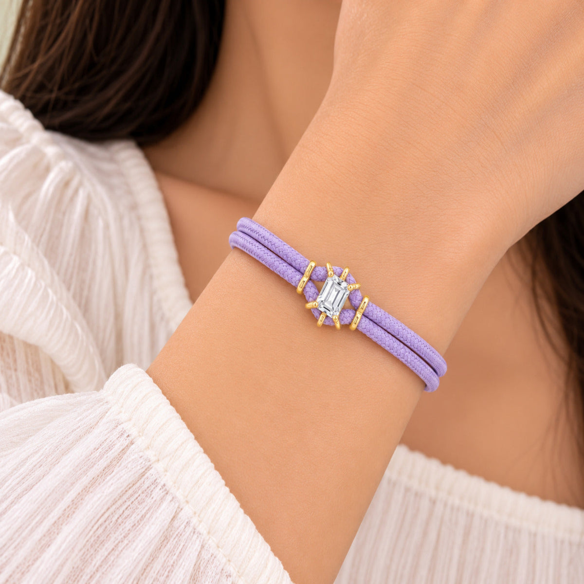 Purple Crystal Double-Cord Stack Bracelet JLTB1250