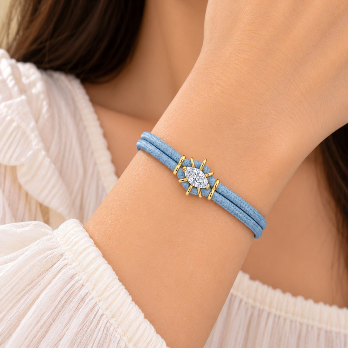 Blue Crystal Double-Cord Stack Bracelet JLTB1251