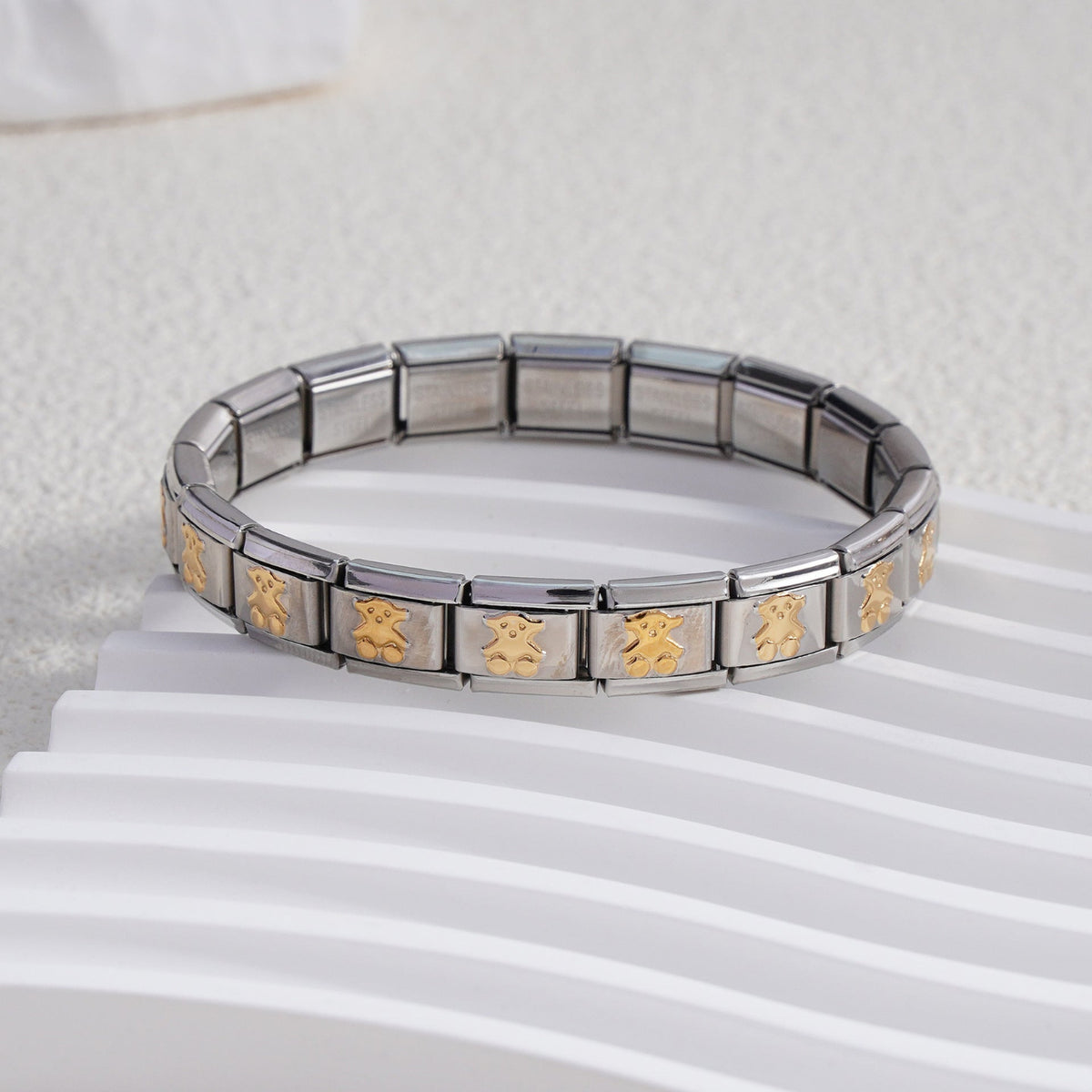 Silver Gold-Block Chain Bracelet JLTB1260