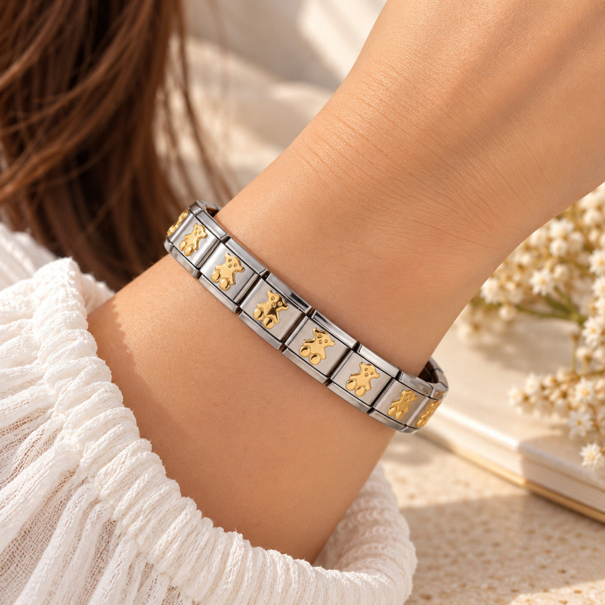 Silver Gold-Block Chain Bracelet JLTB1260