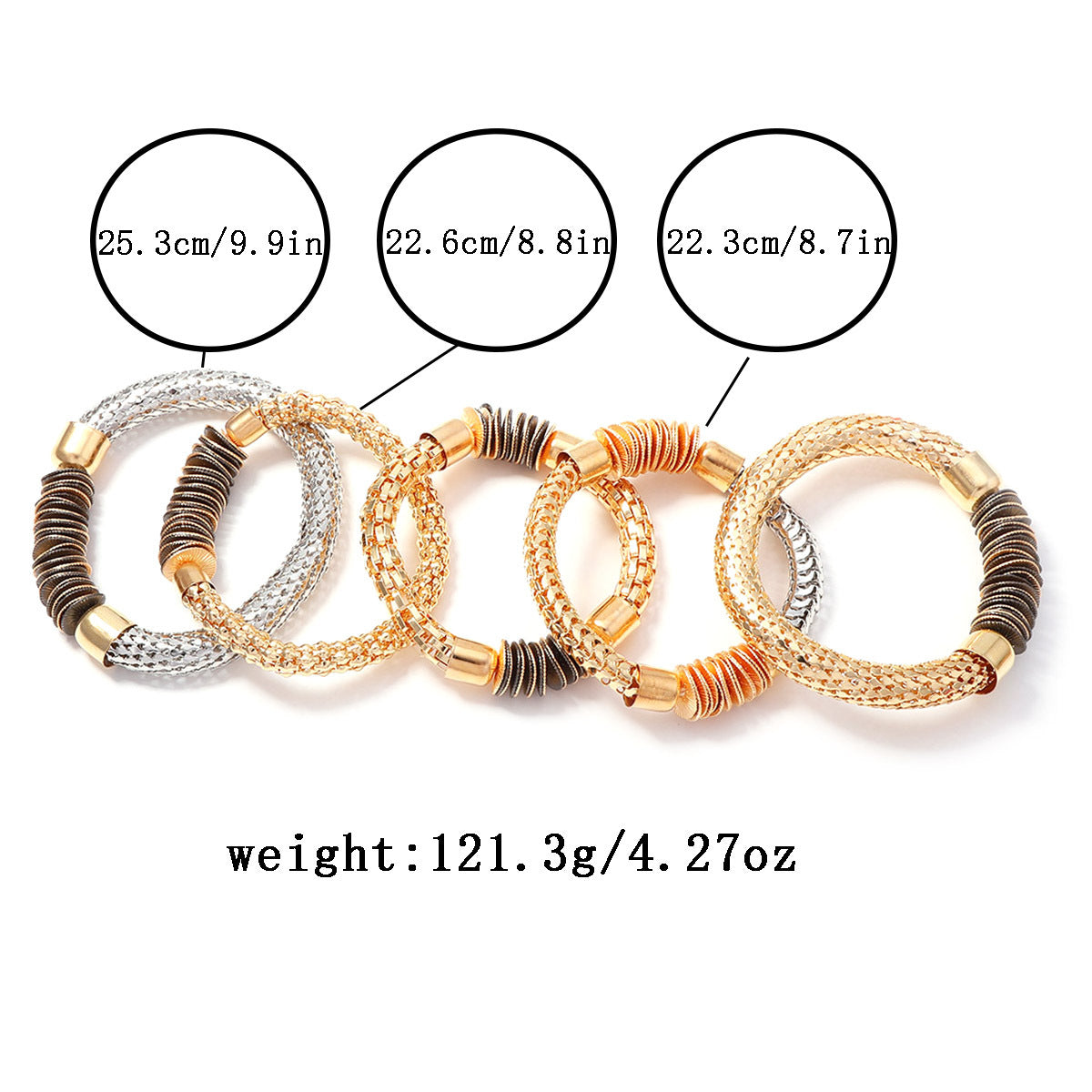 Gold Black-Beaded Layered Bracelet Pack-5 JLTB1264