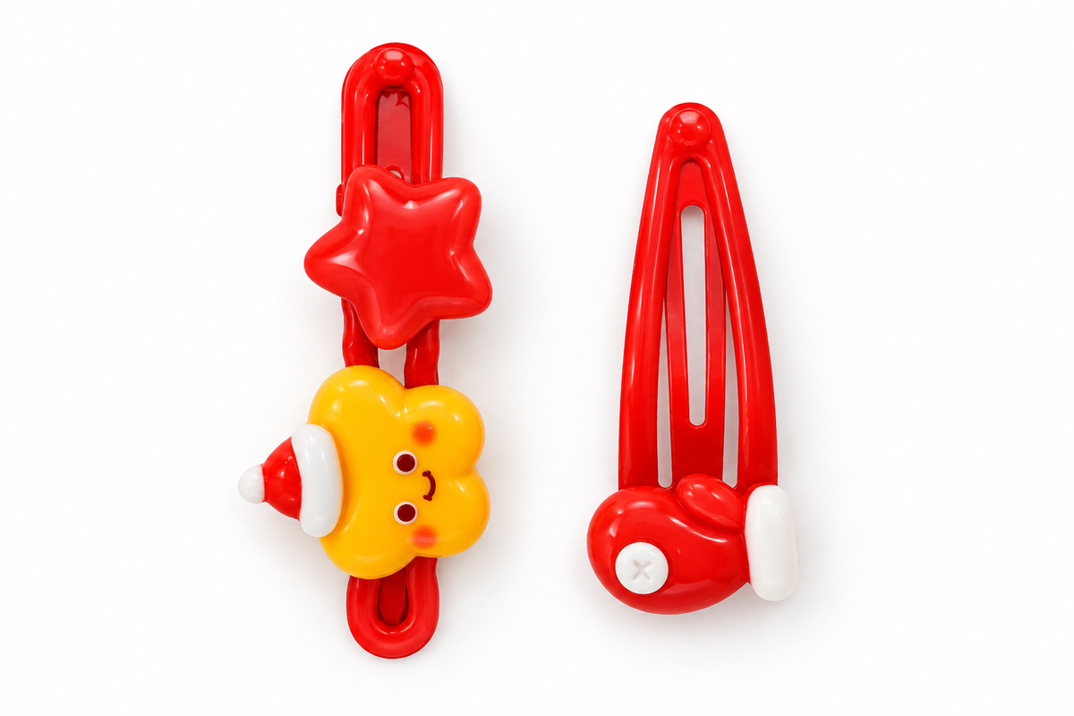 Glossy Santa & Smiling Holiday Star Hair Clip pack-2 JLTC0161