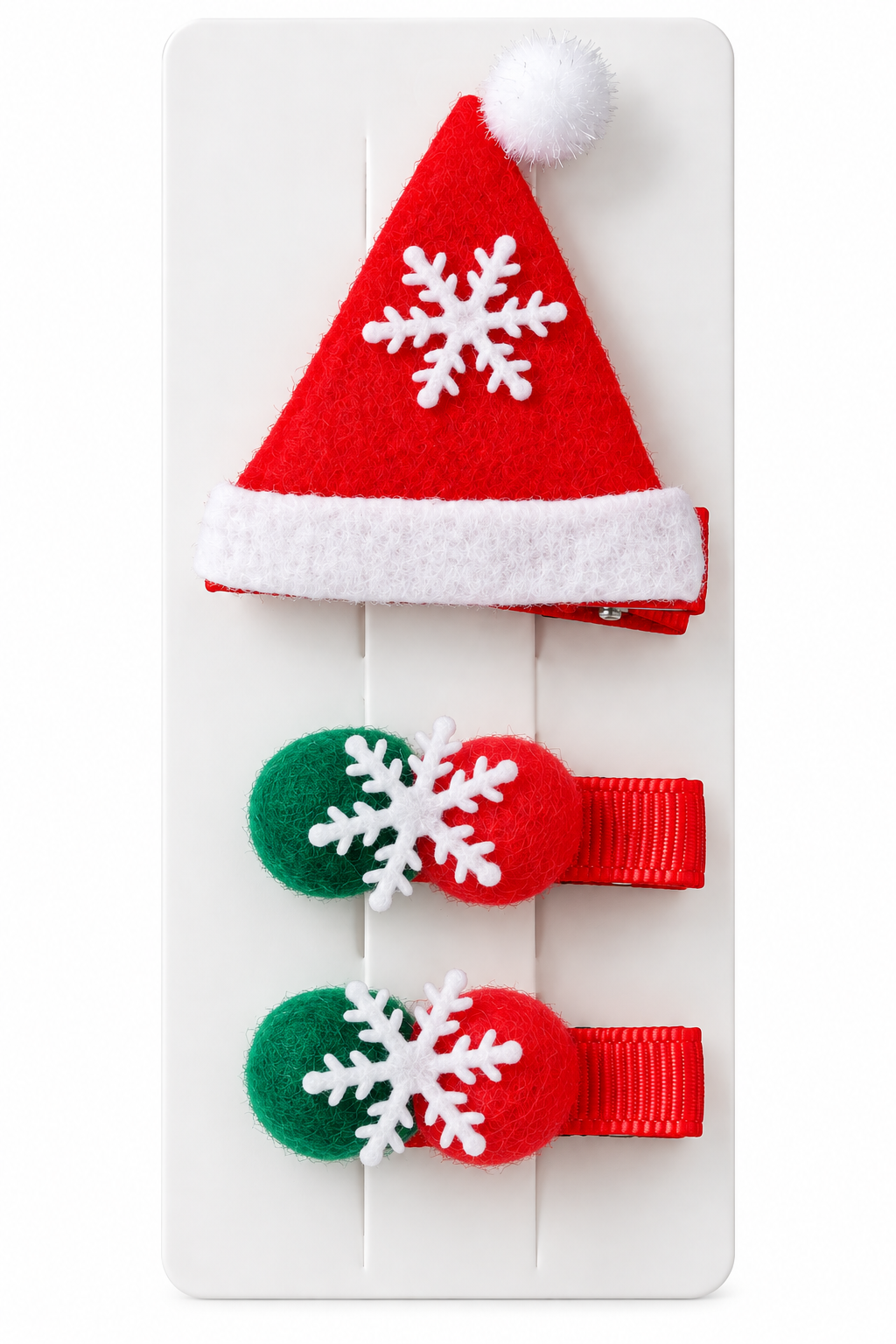 Festive Santa Hat & Snowflake Hair Clip Pack-3 JLTC0164